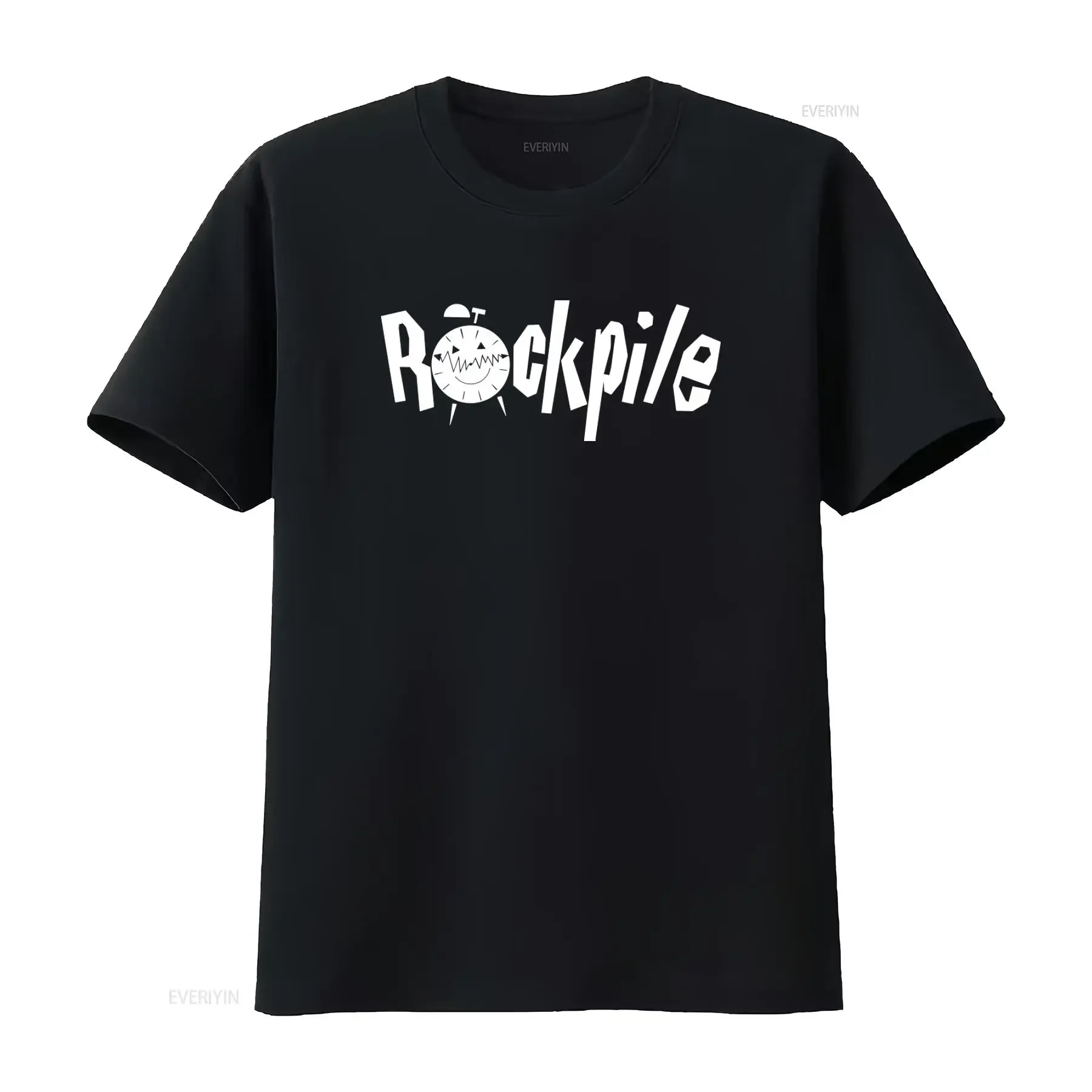 Rockpile Band Alarm Clock Design T Shirt for Casual Fashion vintage Washed Top For Everyday Wear fashion Soft homme Stylish