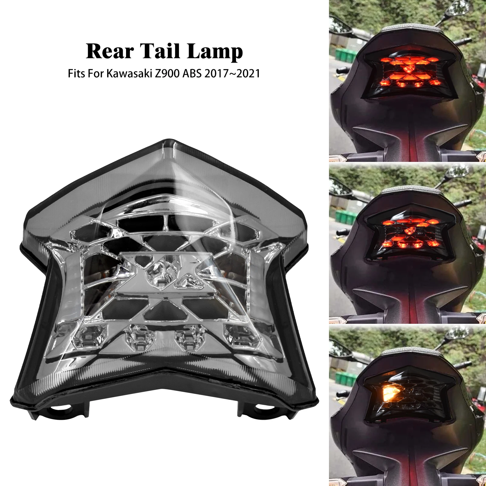 Motorcycle Rear Blinker Tail Light LED Indicators Turn Signal Brake Running Lamp For KAWASAKI Z900 ABS 2017 2018 2019 2020 2021
