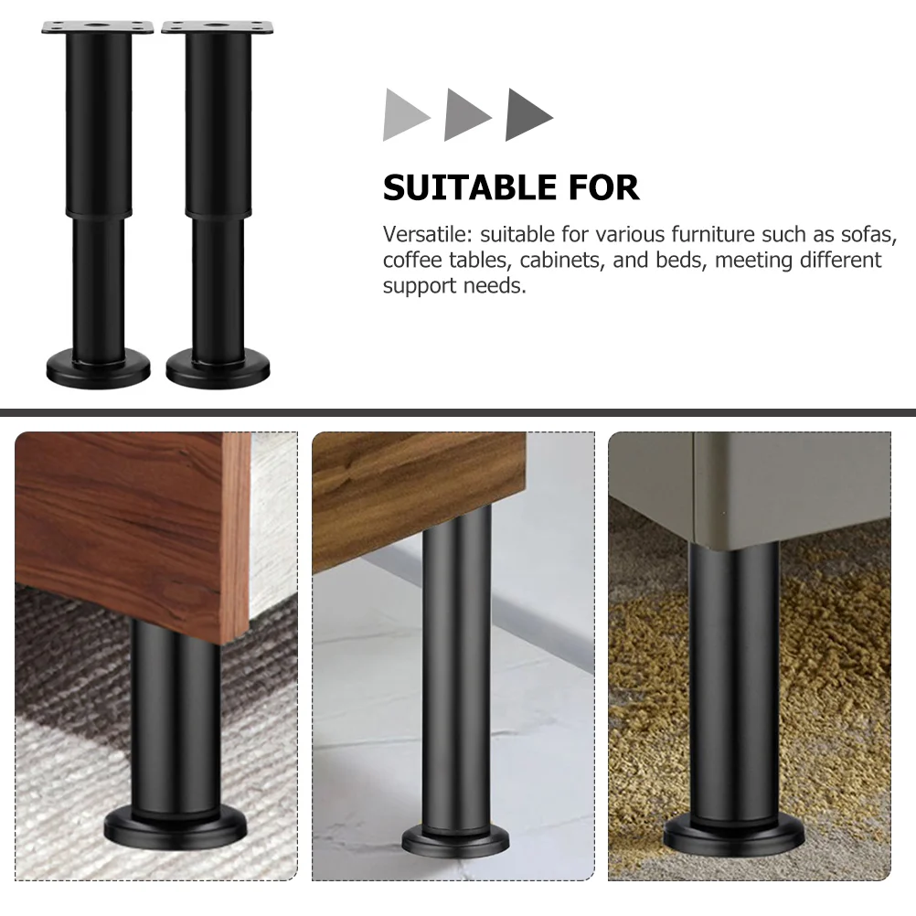 2 Pcs Telescopic Cabinet Bed Legs Sideboard Frame Support Protector Feet Replacement Metal for Furniture