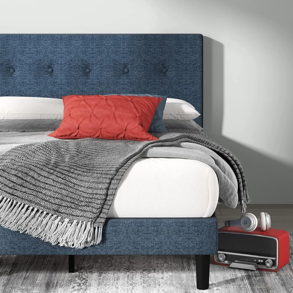 

ZINUS Omkaram Upholstered Platform Bed Frame, Mattress Foundation, Wood Slat Support, No Box Spring Needed, Easy Assembly, King,