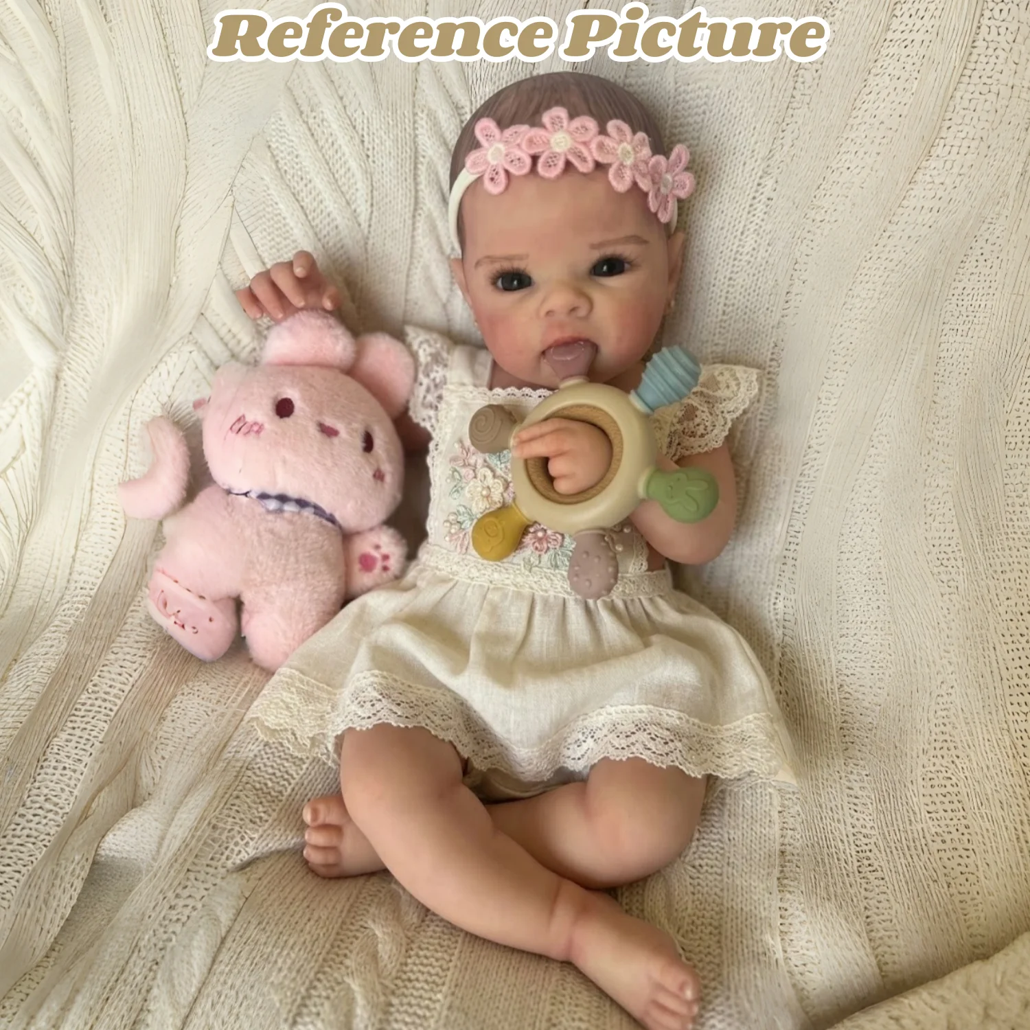 

Lifelike 18Inch Open Mouth Silicone Reborn Girl Doll Bettie With Painted Hair Flexible Doll For Families' Birthday Gift Or Toy