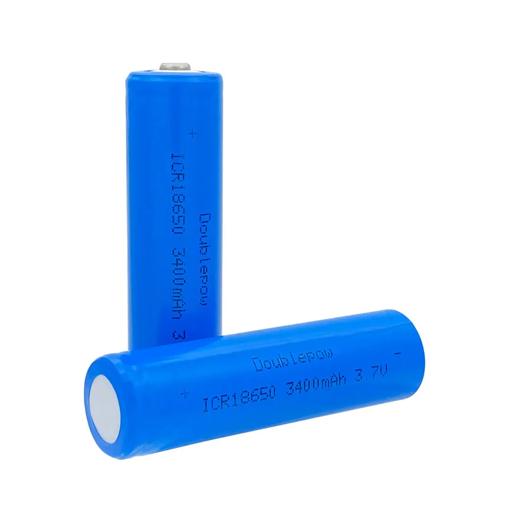 Doublepow sufficient Capacity 18650 battery 3.7v 3400mah  rechargeable lithium battery for flashlight batteries