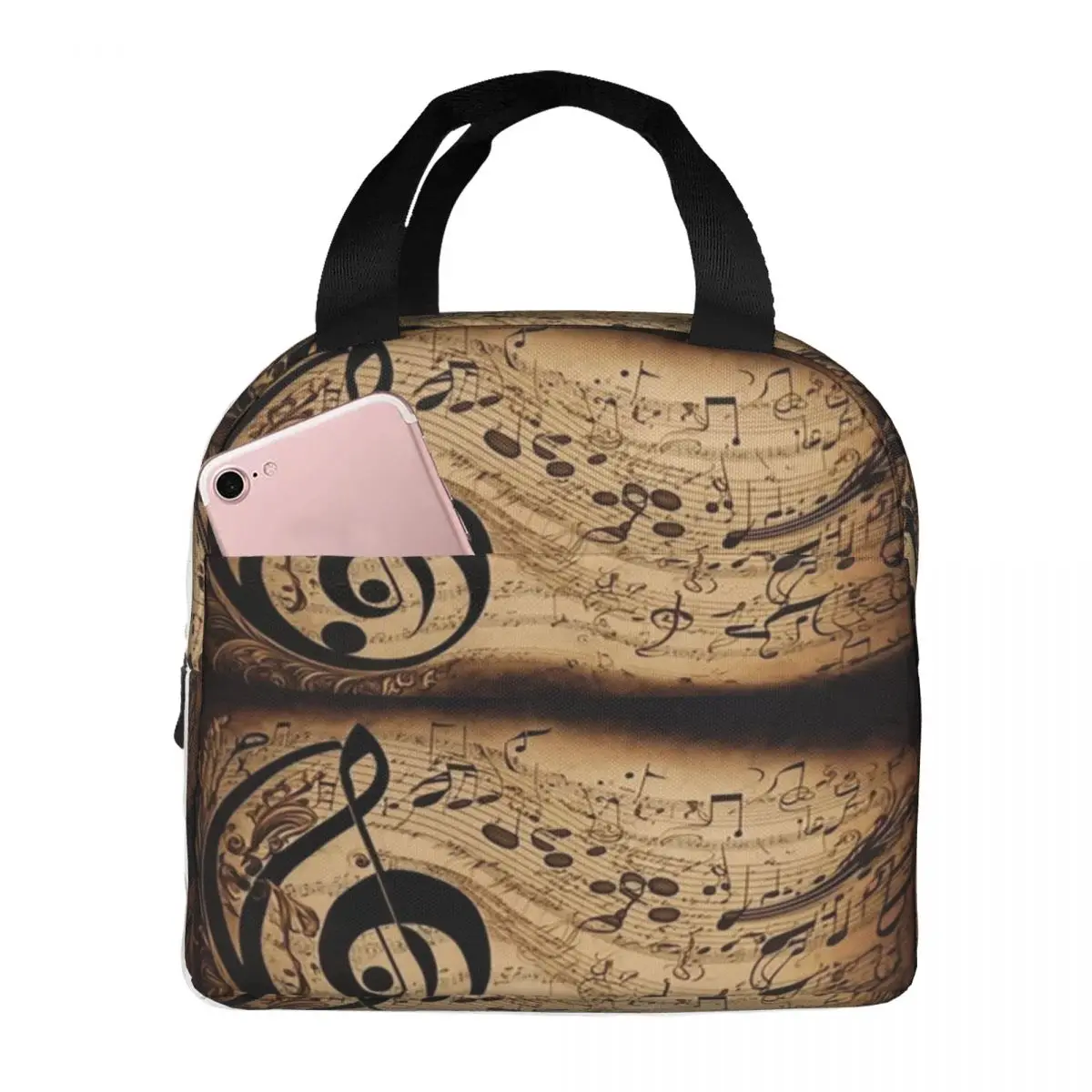 

Music Note Insulated Lunch Bag for Kids School Cooler Thermal Food Box Tote Portable Lunch Boxes Container