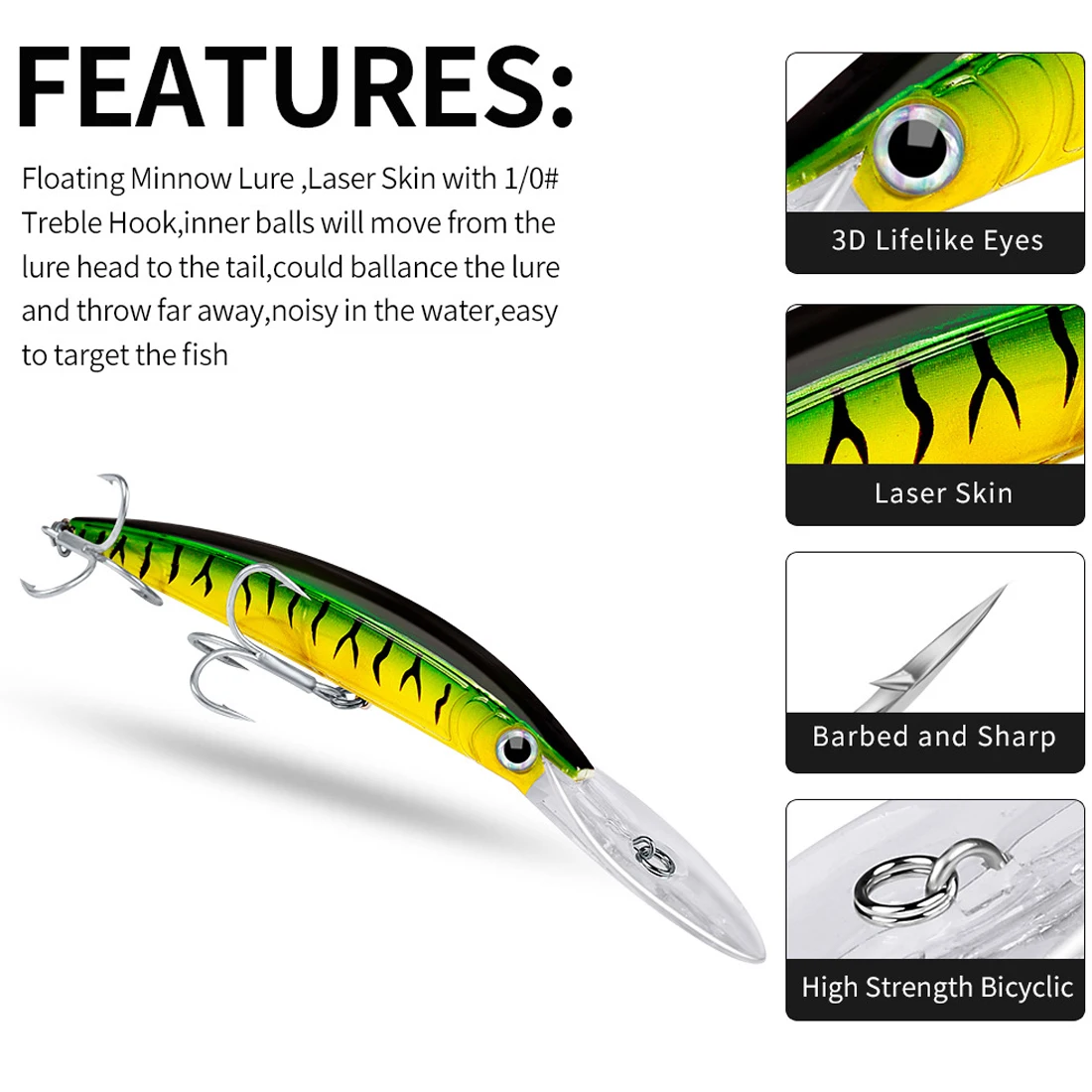 9KM Minnow Jerkbait - Señuelo duro para agua salada