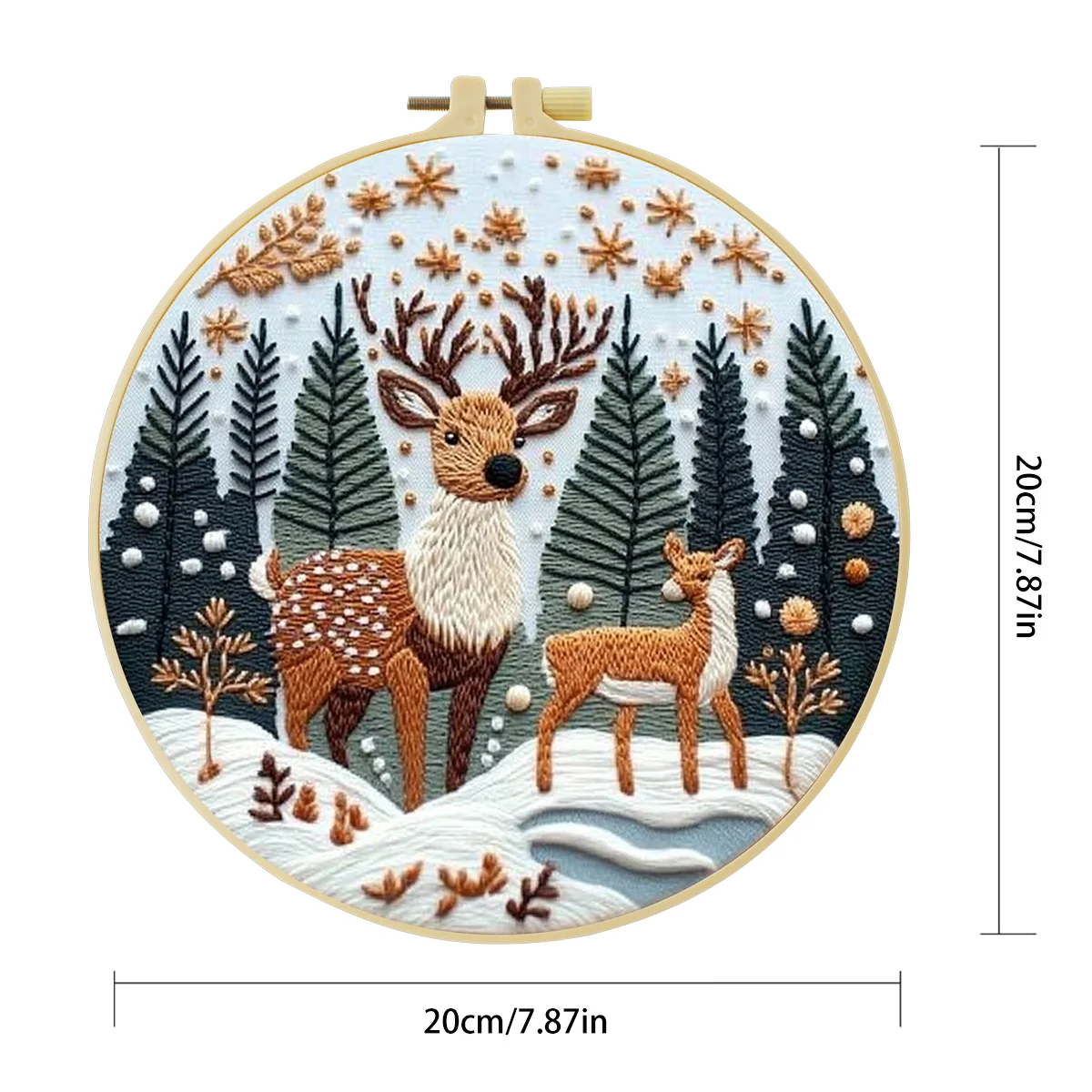 1 Stück 20X20CM/15X15CM 7,87/6,3 Zoll Elch-Stickerei-Starter-Kit DIY-Kit DIY-Stickerei-Set Handarbeiten Malerei Nadelkunst – Detail 4