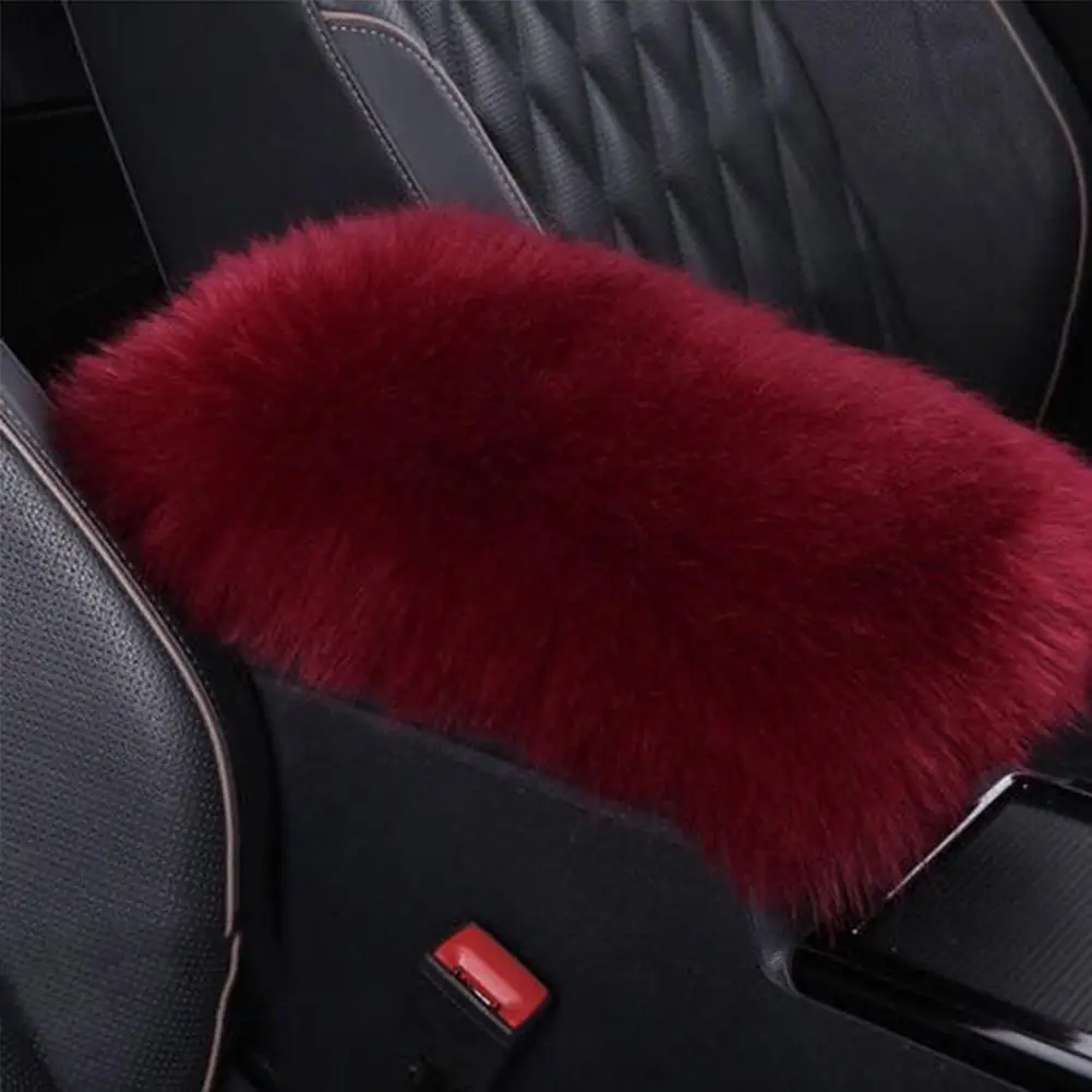 Winter Furry Car Center Armrest Cover Artificial Soft Fluffy Fur Armrest Pad Center Console Box Covers Car Interior Accessories