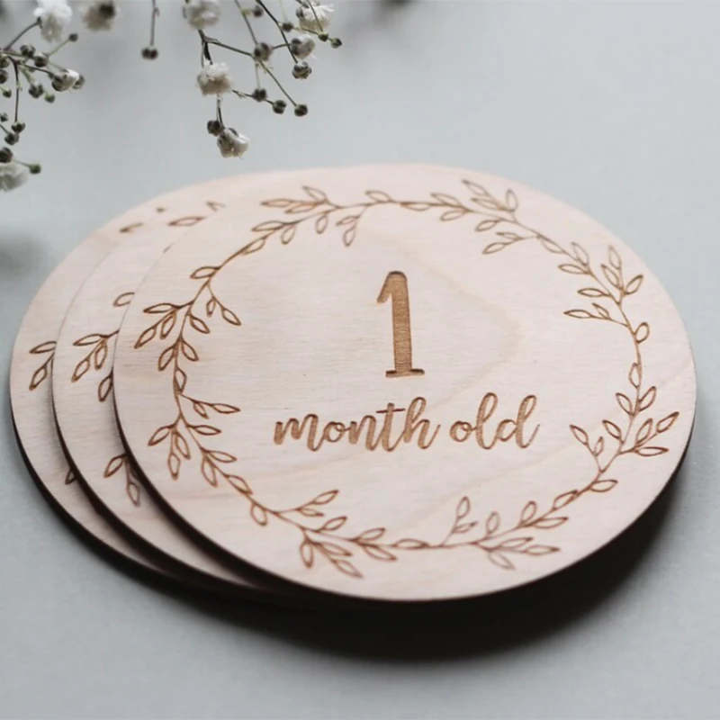 14Pcs Baby Milestone Cards Baby Shower Gifts Baby Photography Props Newborn Shower DIY Gifts Wooden Cards Party Decoration