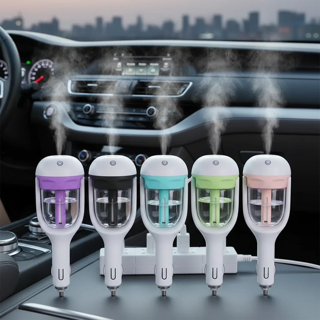 Mini Car Humidifier Aroma Diffuser Essential Oil Purifier Portable 12V USB with Adjustable Mist Output