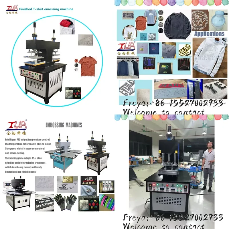 Double Head Automatic 3D Embossing Machine t Shirt logo Printing Machine 3d Label Bag Fabric Garment Gravure Heat Press