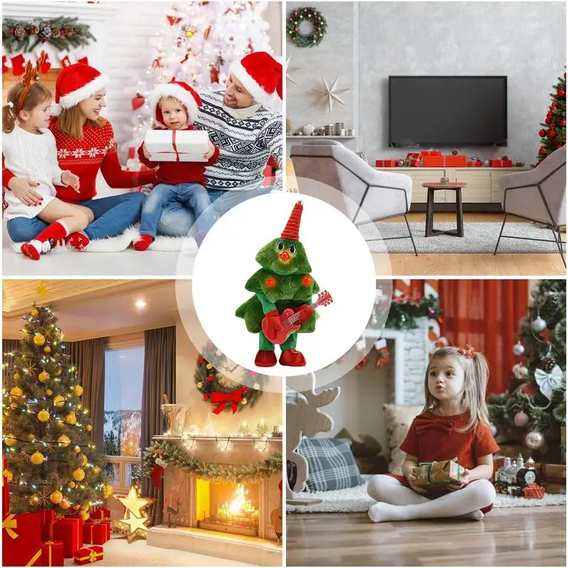 Christmas Tree Electric Plush Toys Electric Christmas Tree Stuffed Toy Cute Electric Stuffed Toy Swinging Plush With Lights For