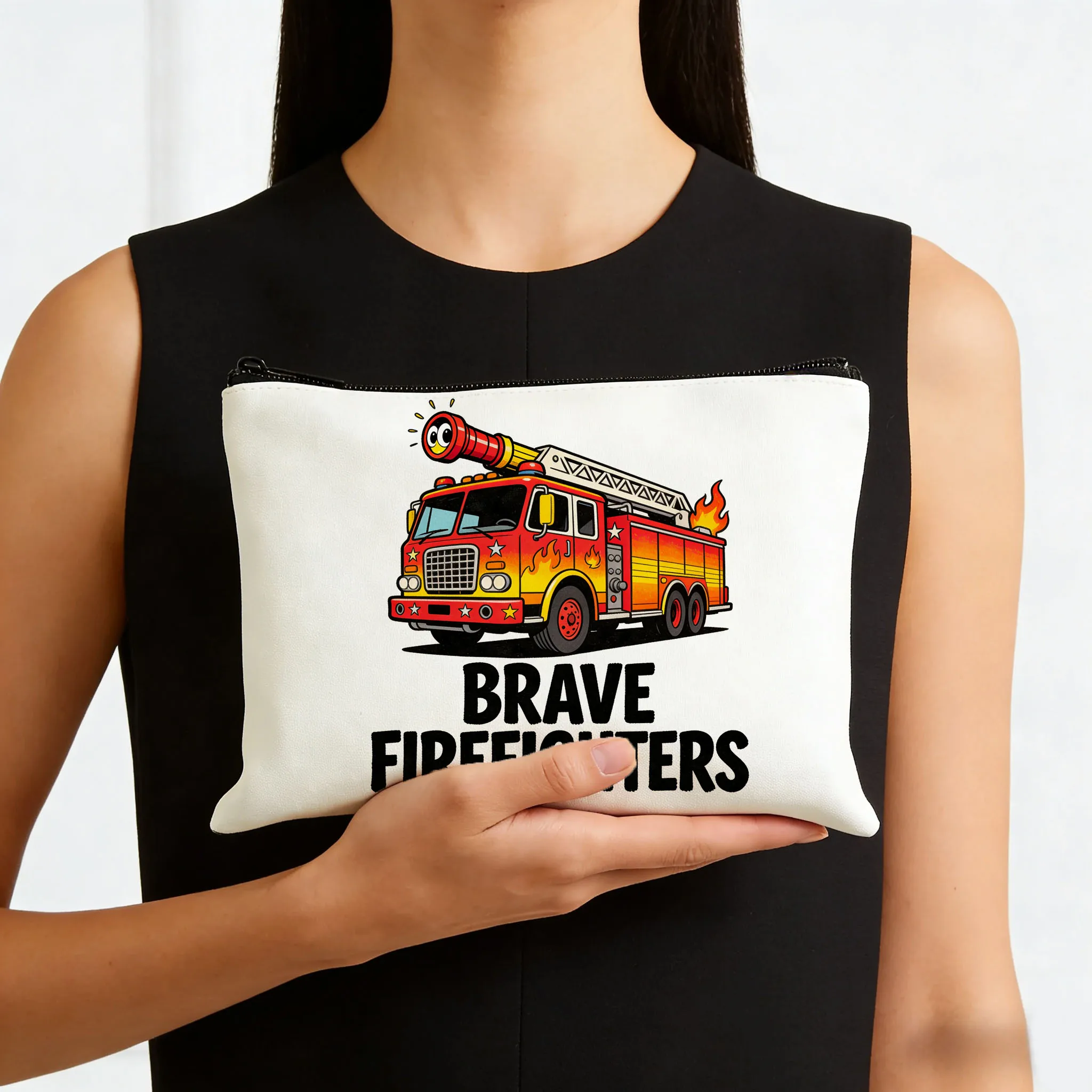 

1PC Fire Truck Theme Makeup Travel Bag, Creative Fire Truck Pattern Makeup Storage Bag, Suitable For Travel And Storage