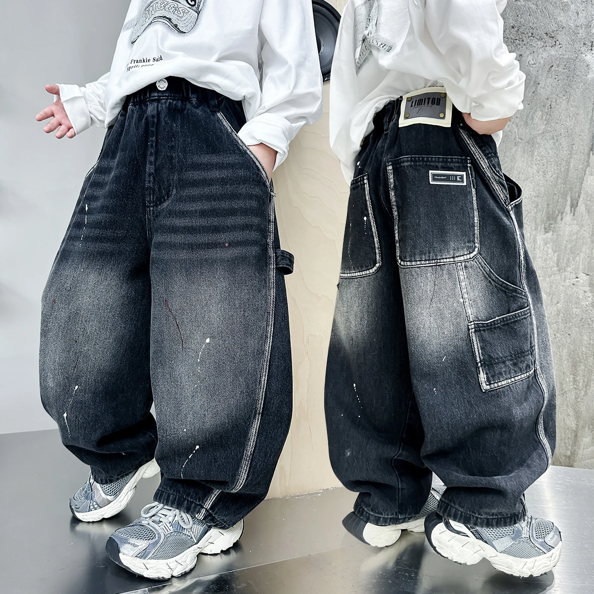 Teen Boys Loose Jeans New Spring Autumn Denim Pants Children's Straight Trousers Teenager Wide-legged Cargo Pants Kids Clothes