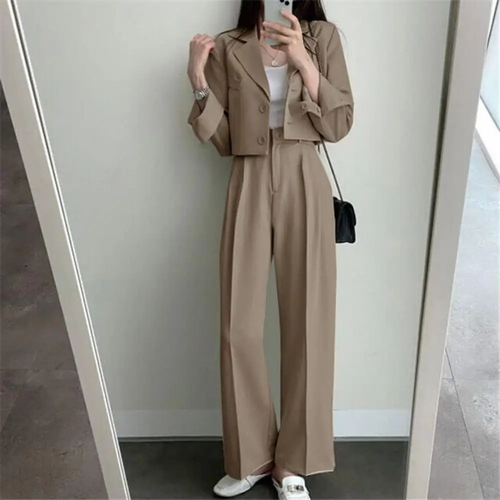 Women Suit Set Loose Fit Women Suit Women’s Business Blazer Jacket Set Wide Leg Pants Suit Fall Two-piece Work Outfit Office