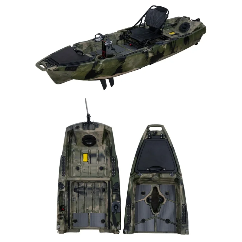 

2025 New Arrival 10FT Two Sections Detachable Fin Pedal Kayak Modular Kayak Plastic Canoe for Sea Sports