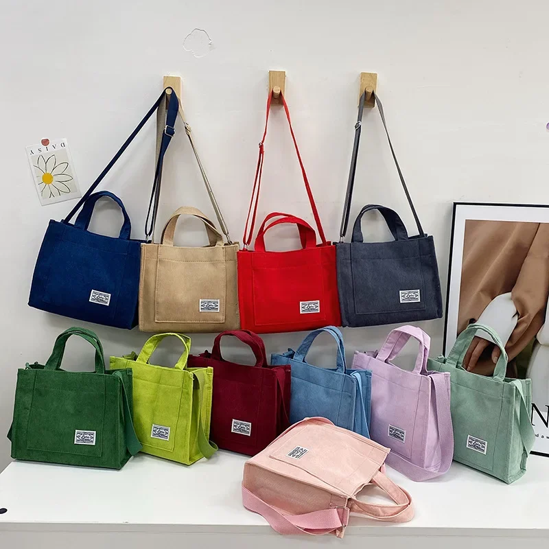 Nowa sztruksowa torba z grubej bawełny w stylu retro Messenger torby typu crossbody torebka na co dzień torebki damskie torba na ramię dostępna w wielu kolorach