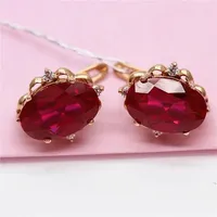 585 purple gold plated 14K rose gold crystal ruby earrings for women luxury fashion new in earings engagement Fine Jewelry