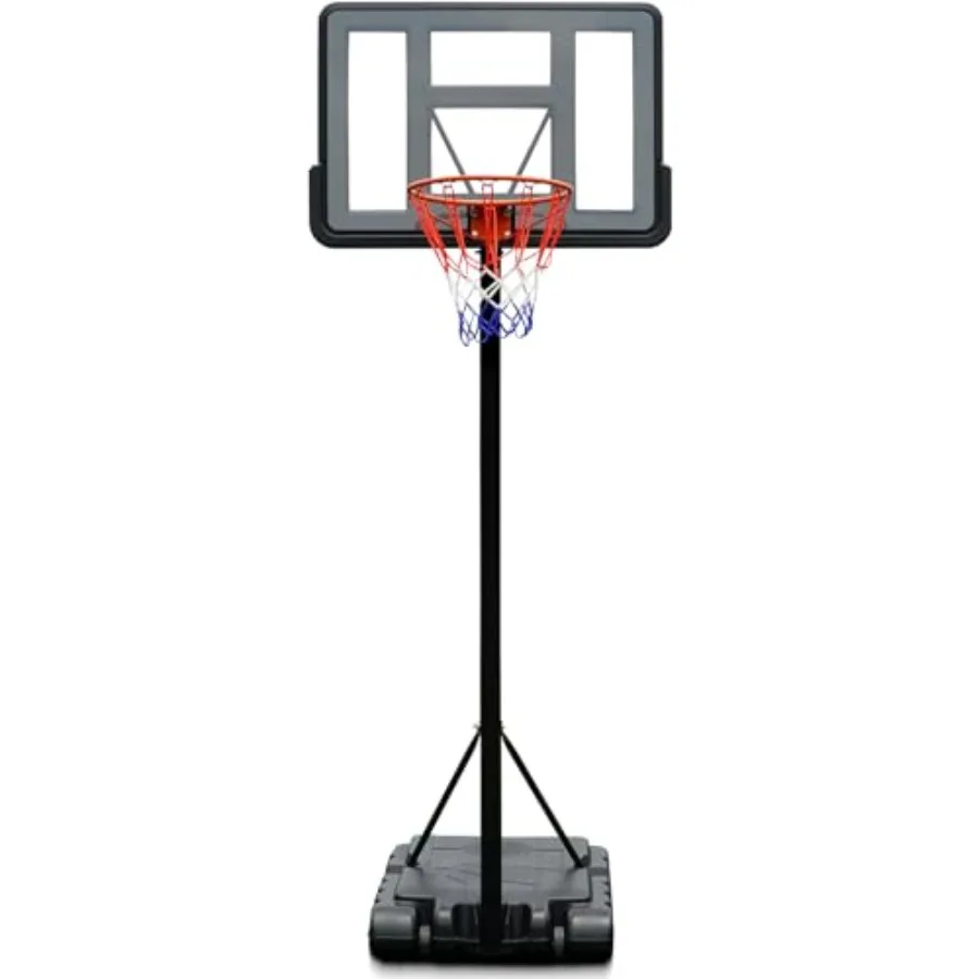 

Outdoor portable basketball hoop for teenagers and adults, polyethylene backboard, black, 44-inch adjustable height 4.9-10ft,fi