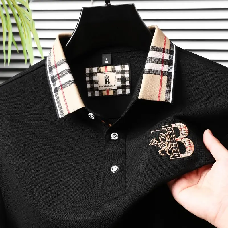 High End New Men\'s Long Sleeve POLO Shirt 2024 Spring Autumn Fashion Brand Letter Embroidered Soft Breathable Cotton T-shirt