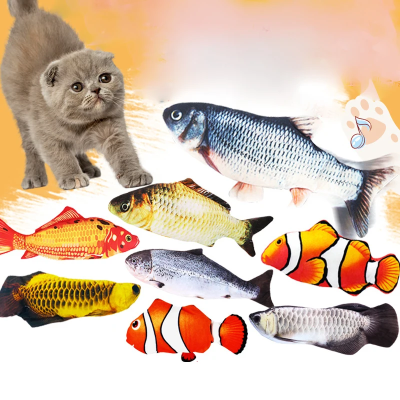 

Electric Cat Toy Fish Pet Cat Toys Simulation Fish Swing Kitten Dance Fish Toy Funny Cats Chewing Playing Supplies USB Charging