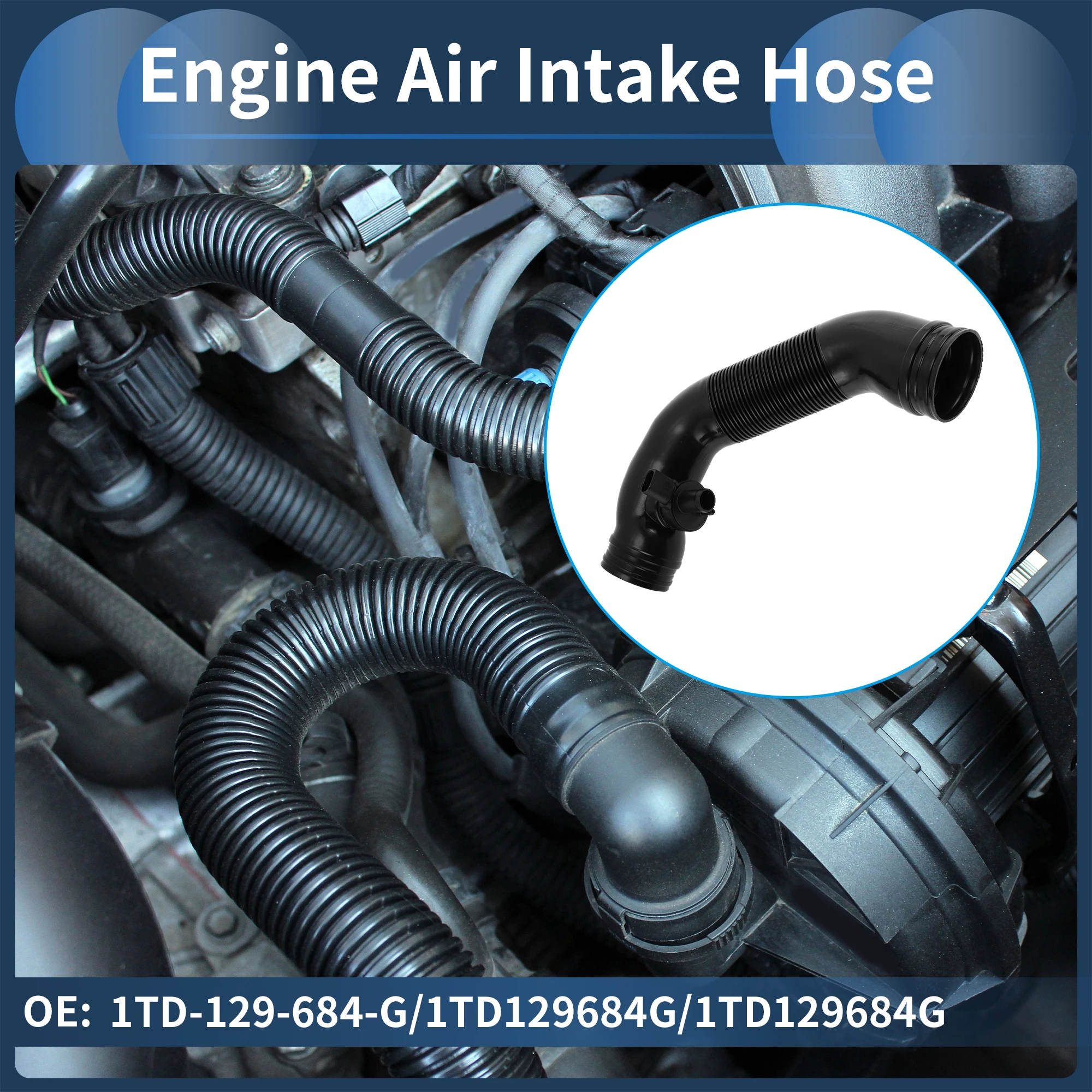 

Шланг воздухозаборника двигателя UXCELL для VW Caddy 04-15, воздухозаборник No 1TD-129-684-G