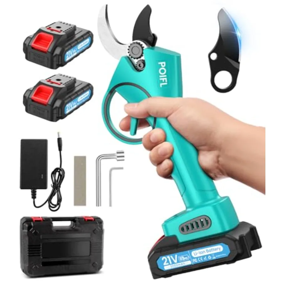 

Electric Pruning Shears 1.4" with Brushless Motor 2 x 2000mAh Battery Sk5 Blade Cordless Pruning Shears for Plants Hedges Trees