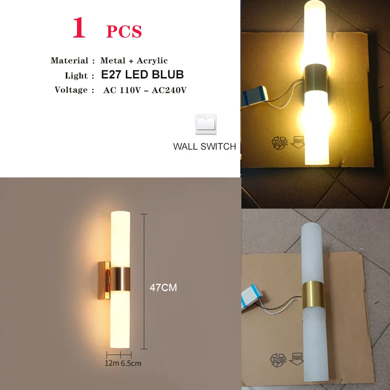Applique LED Da Parete Interno, Lampada 12W, Moderno in Acrilico per Camera Da L