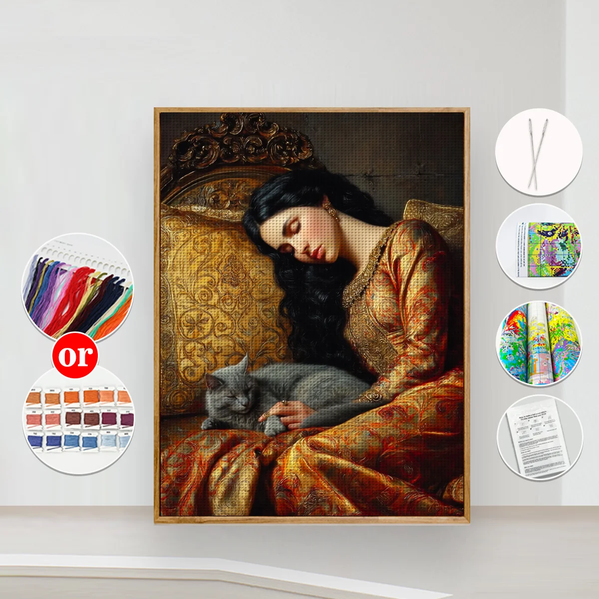 1set 30x40cm[11.8x15.7inches]/40x50cm[15.7x19.7inches] Frameless Cross Stitch Kit, Including Drawings, Needles, Fabric, Instruct - view 4