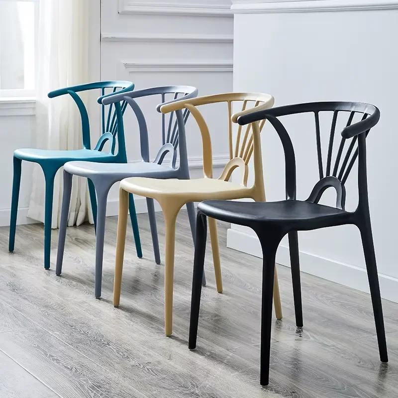 durable Nordic Dining Chair Plastic Chair Backrest Modern Simple Plastic Stool for Hotel