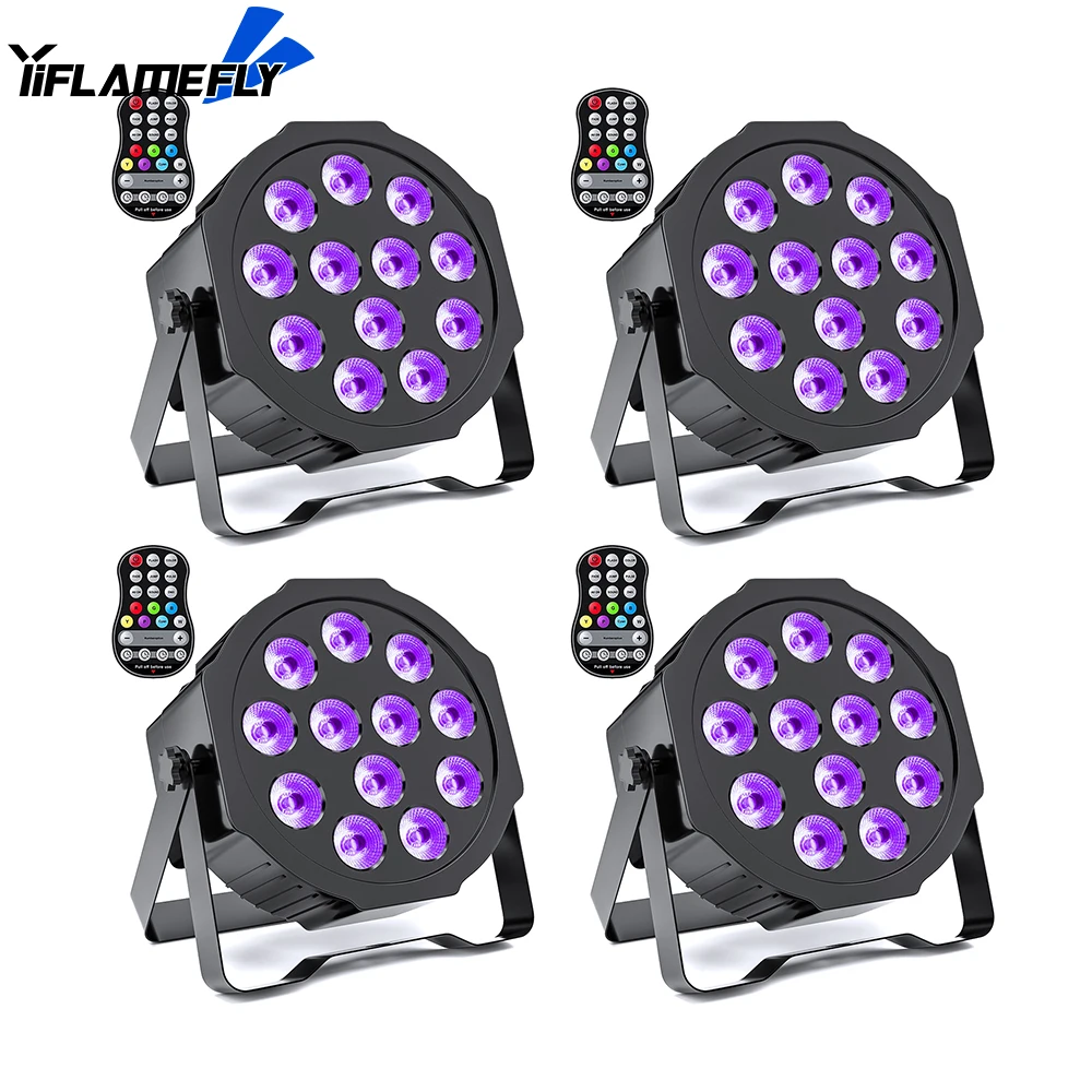 

Yiflamefly 4PCS Par Light RGBW+UV LED Par Light Rechargeable Show Lights 6IN1 Stage Effect Uplights for Concert DJ Wedding Bar