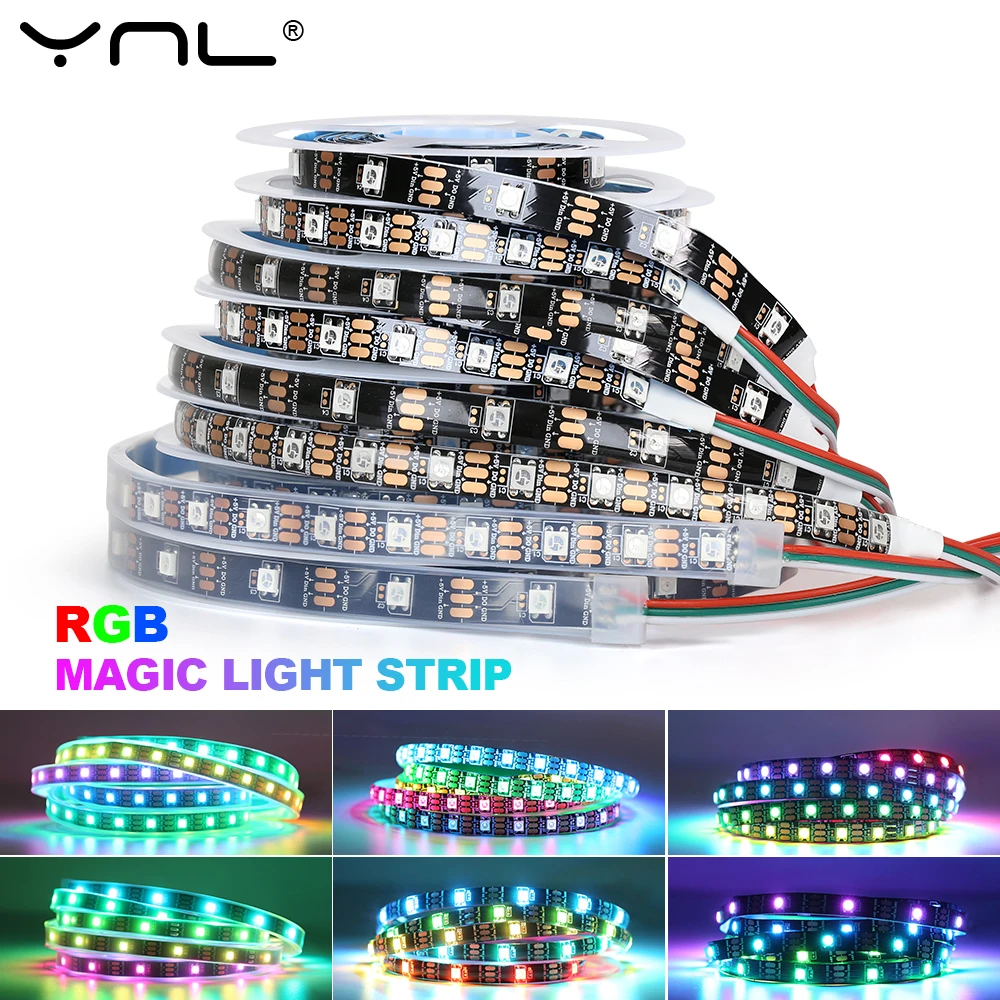 WS2812B Led Lights DC5V Smart RGB Led Strip Light Individually Addressable IC Magic Strip Light Black White PCB IP30/IP65/IP67