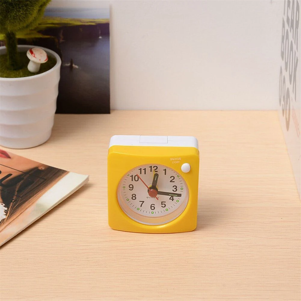 Mini Square Bedside Silent Sweep Alarm Clock Student Silent Snooze Alarm Clock Non Ticking Noise With Snooze Light Decor