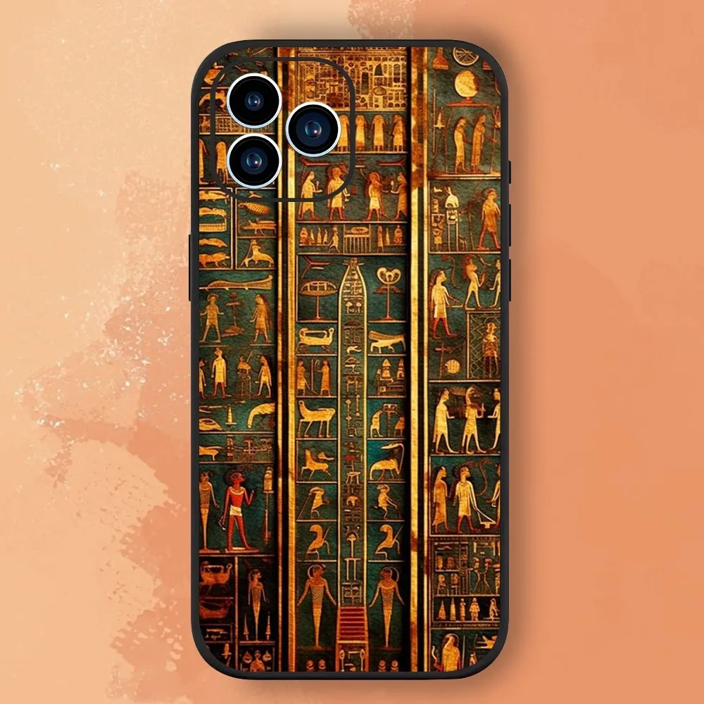 Ancient Egyptian Elements Phone Case For Samsung Galaxy A51 A71 A41 A21S A11 A03S A12 A32 A52 5G Black Silicone Shell