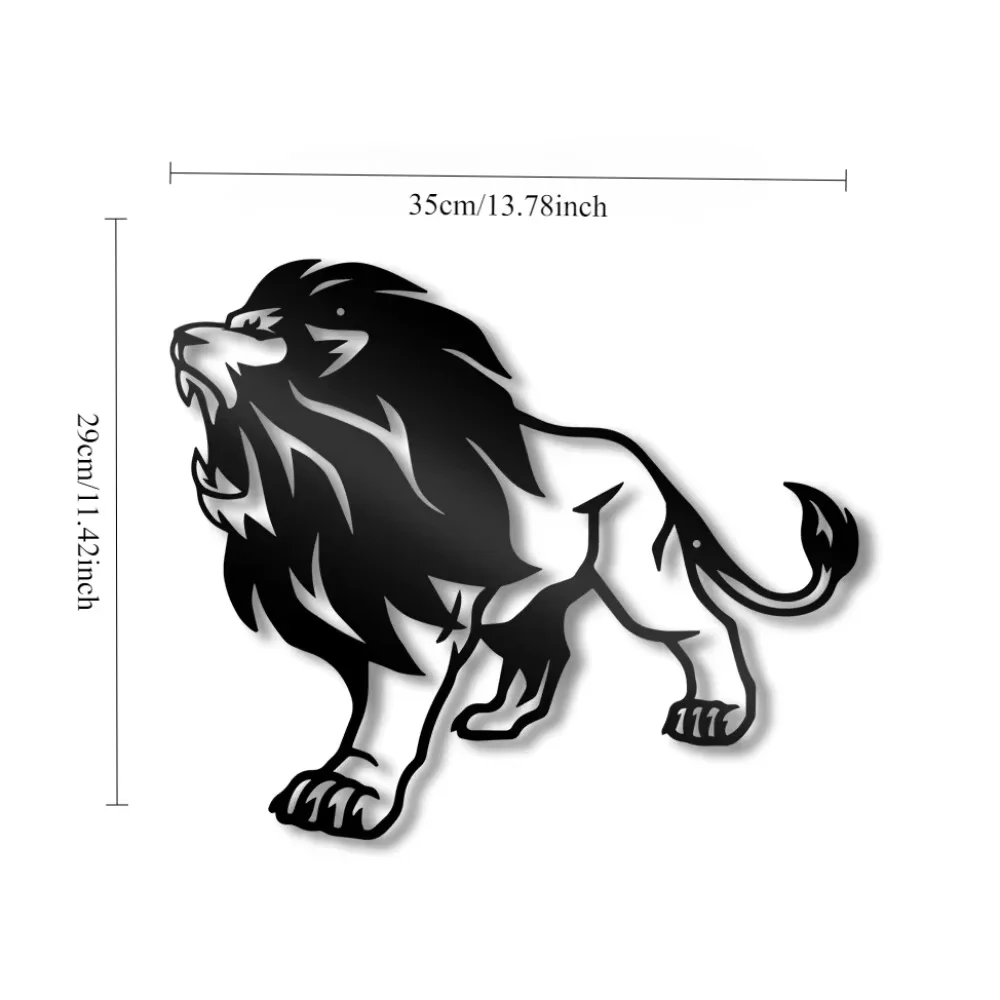 Lion Metal Wall Art Sign Farmhouse Hanging Decor Black Cutout Plaque Perfect for Adding a Bold Statement to Your Living Space