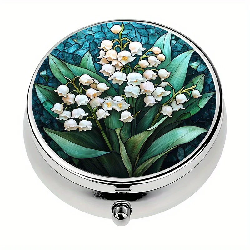 Single pack, wallet-style pill box, with 3 compartments for storing white jasmine pills, metal vitamin organizer suitable for wallets, travel-friendly unique gift