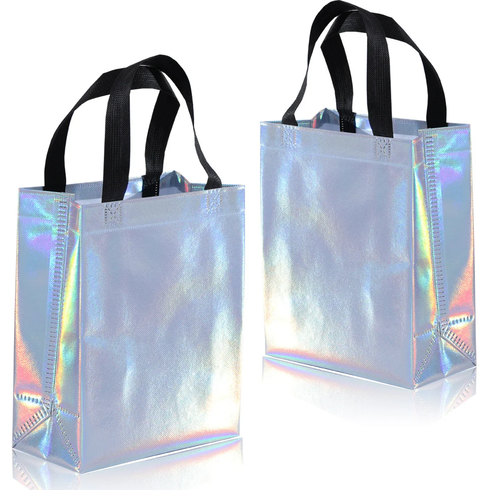 10pcs Rainbow laser non-woven bag gift shopping bag, you can customize logo Amazon travel bag