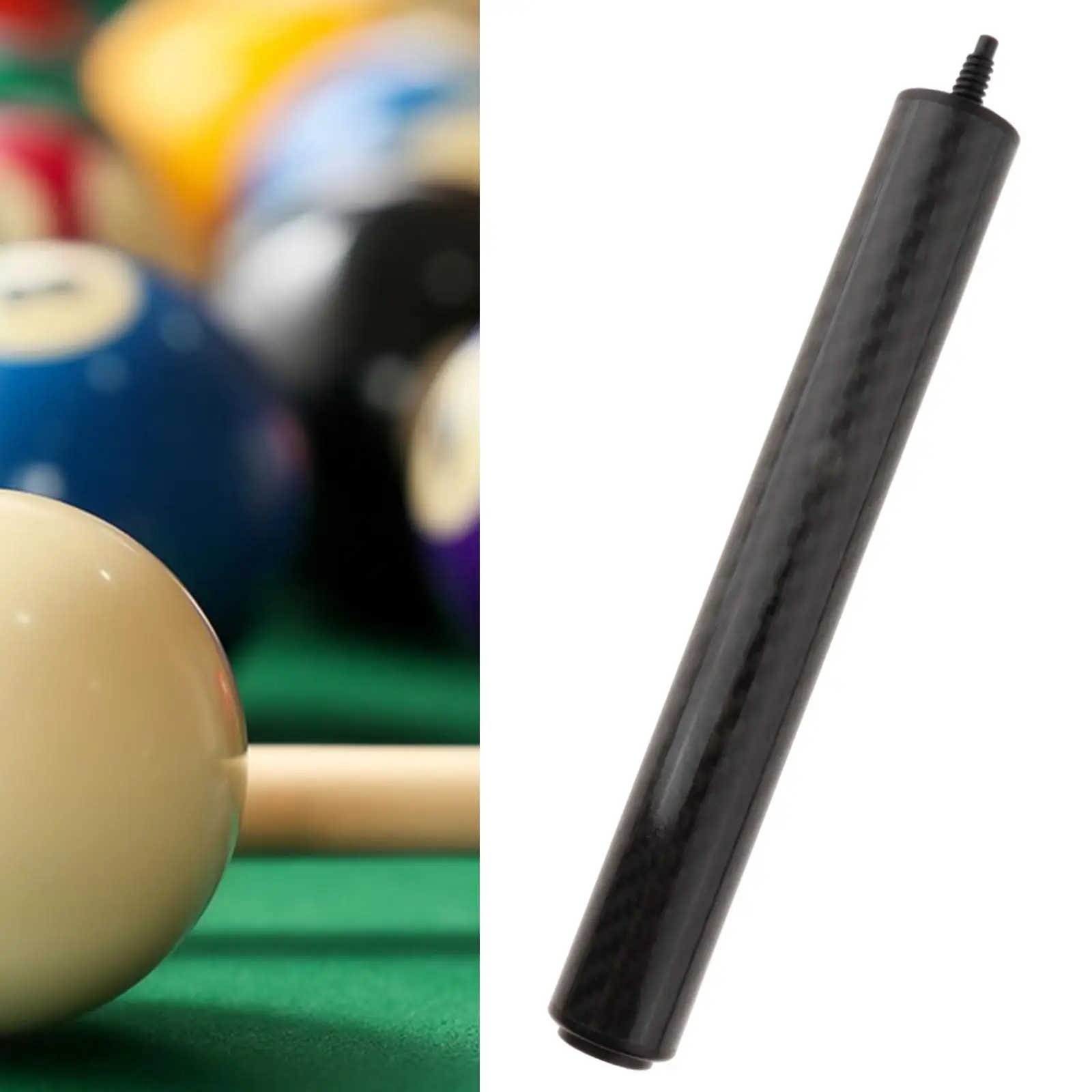 Snooker Pool Cue Extender Lightweight Carbon Fiber Universal End Lengthener for Billiard Pool Players