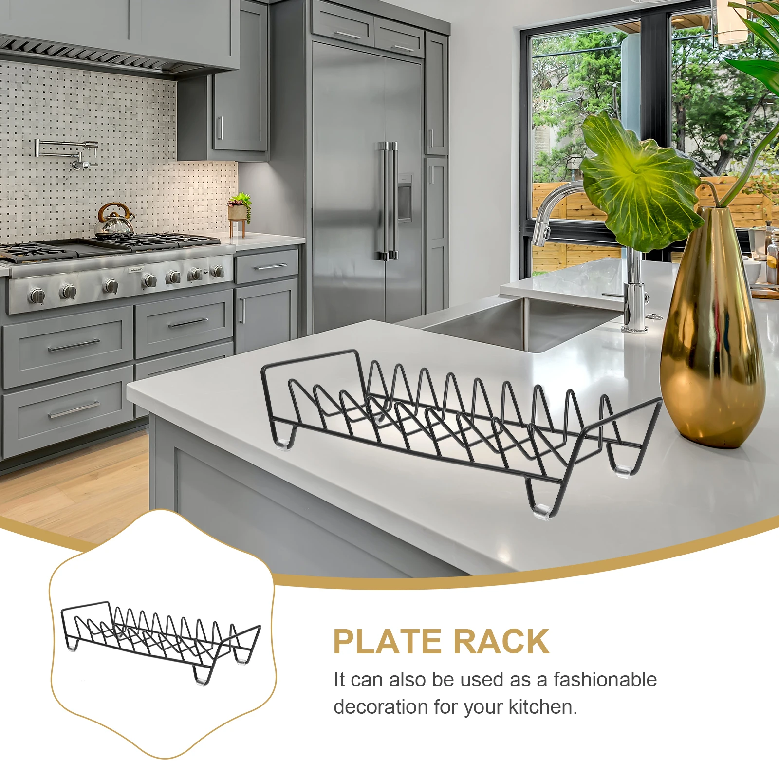 

Premium Carbon Steel Dish Kitchen Storage Organizer Plate Rack For Pans Cutting Boards Space Saving Household Rack Heavy Duty