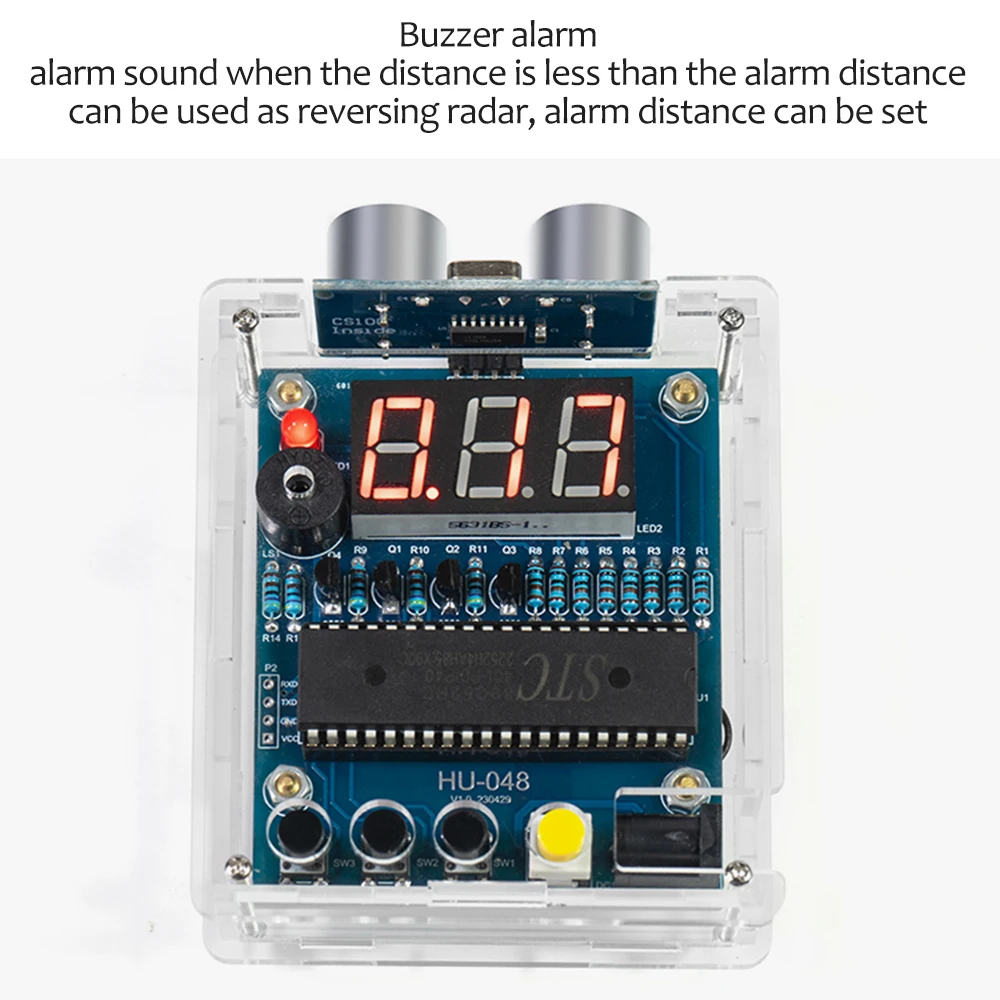 Telémetro ultrasónico DIY, kit de alarma de medición de distancia, alarma de radar de marcha atrás para coche, microcontrolador 51, soldadura electrónica STC