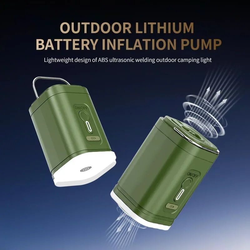 Portable Air Pump for Inflatables, Tiny Electric Inflator Deflator with Camping Light for Air Mattress, Pool Floats, Bags
