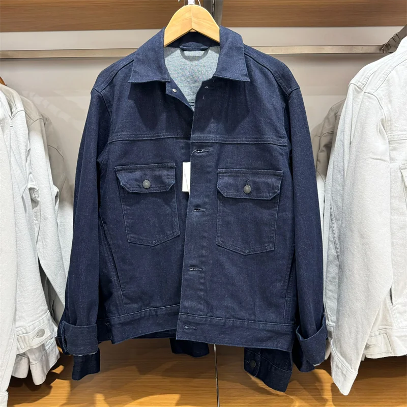 

Japanese Sle Men's Denim Jaet Waed Casual Top Outerwear New 2024 Faionable Streetwear for Young Men