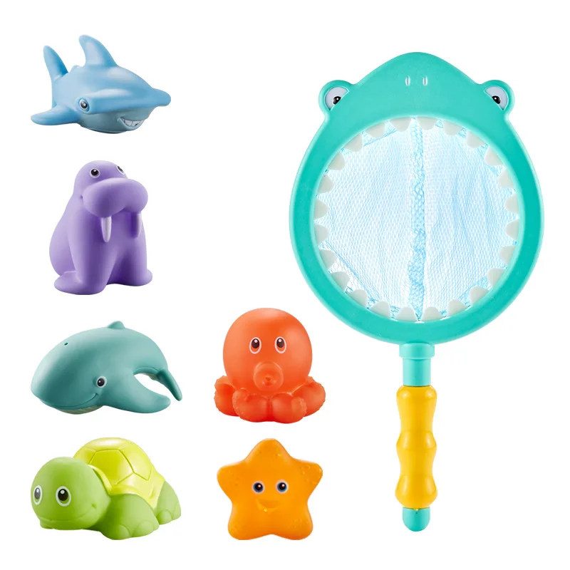 

10Pcs Baby Bath Toys: Kawaii Rubber Goldfish, Cute Animals (Duck). Waterproof, Floating Fun Water Play for Toddlers, Great Gift