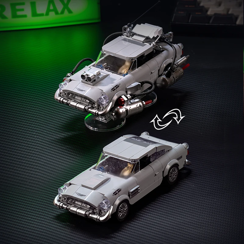 Moc Technic Floating Creative Cyber Car Building Block Set Container Display Box Boys' Toy Christmas Birthday Gift Decorative Ornament Puzzle Shadow Speed Flow Silver Wings