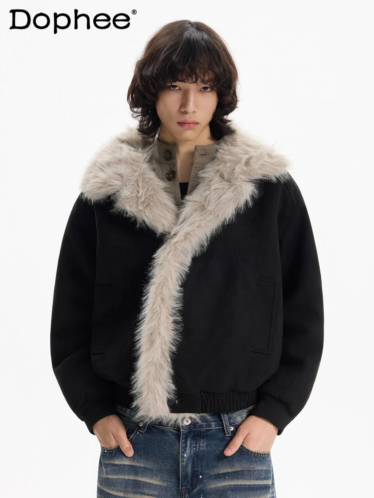 

Fashion American Style Faux Fur Collar Hooded Parkas Men 2025 Winter Thickened High-End Coats Male Handsome Solid Color Parkas