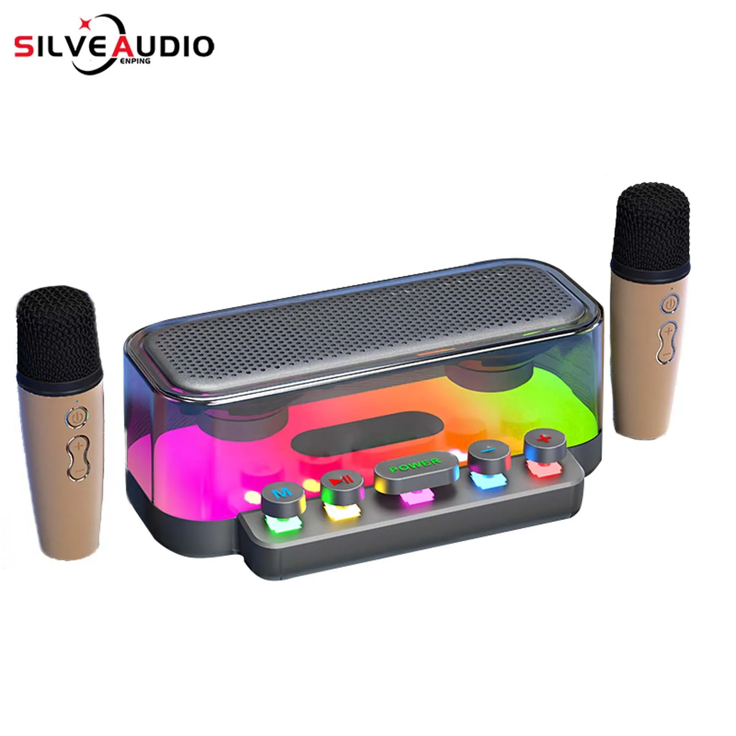 GAS-Z6 Nouveau Créatif Mécanique Bouton Transparent Bt Carte Son Son USB Haut-Parleur Bureau Ordinateur Jeu Subwoofer RVB