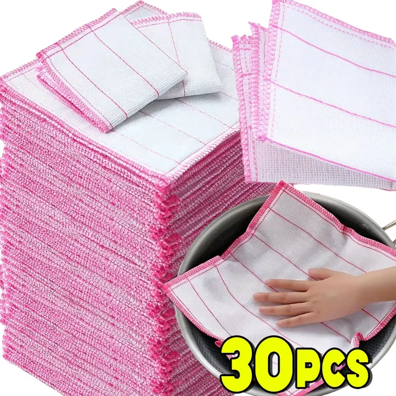 4pcs Super absorbent thick dishwashing cloth - reusable, dry and wet cleaning towel, suitable for kitchen and bathroom use
