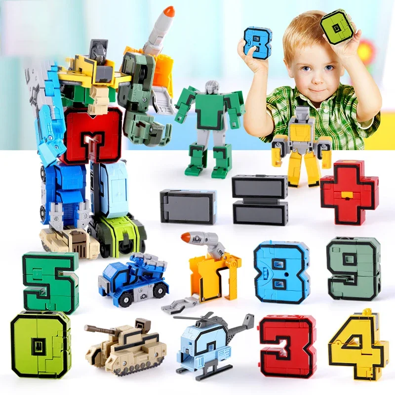 

Assemble Number Action Figures Transforming Deformation Alphabet Letters Cars Models Transformation Toys Kids Christmas Gifts