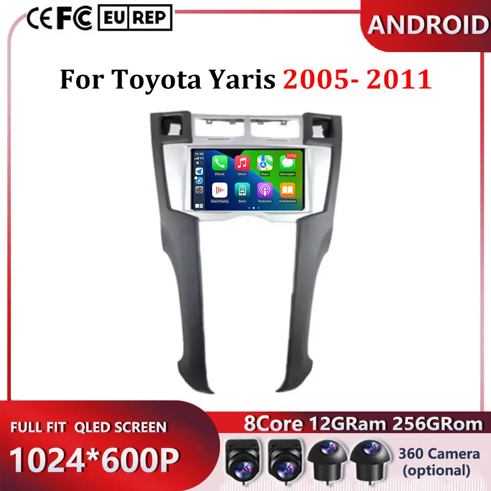 

4G 7 "Для Toyota Yaris 2005 2006 2007-2011 Автомобильный Carplay Auto Android 15 Радионавигация GPS Мультимедийный видеоплеер BT 5.0