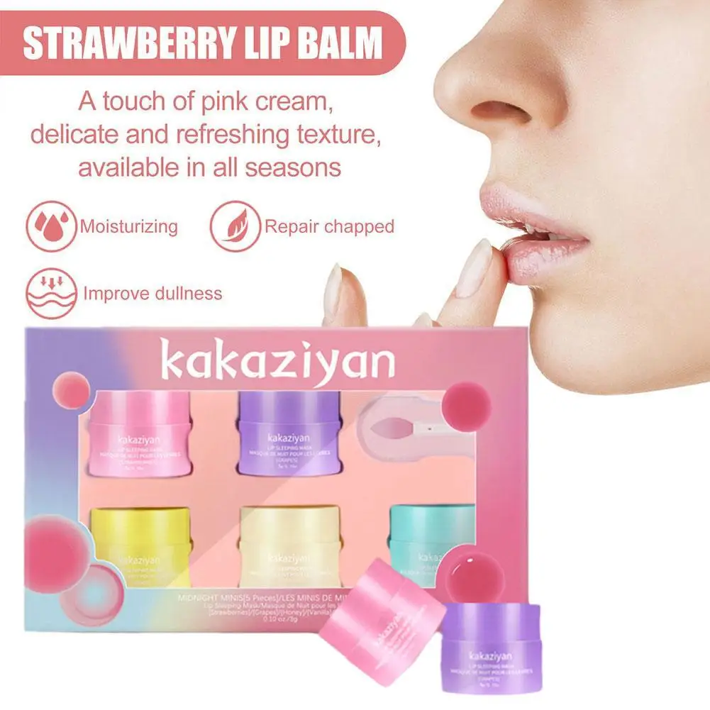 

3g X 5pcs Lip Sleep Mask Night Sleep Maintenance Moisturizing Cream Bleach Lip Lip Lip Nourishing Care Balm Gloss B1D2