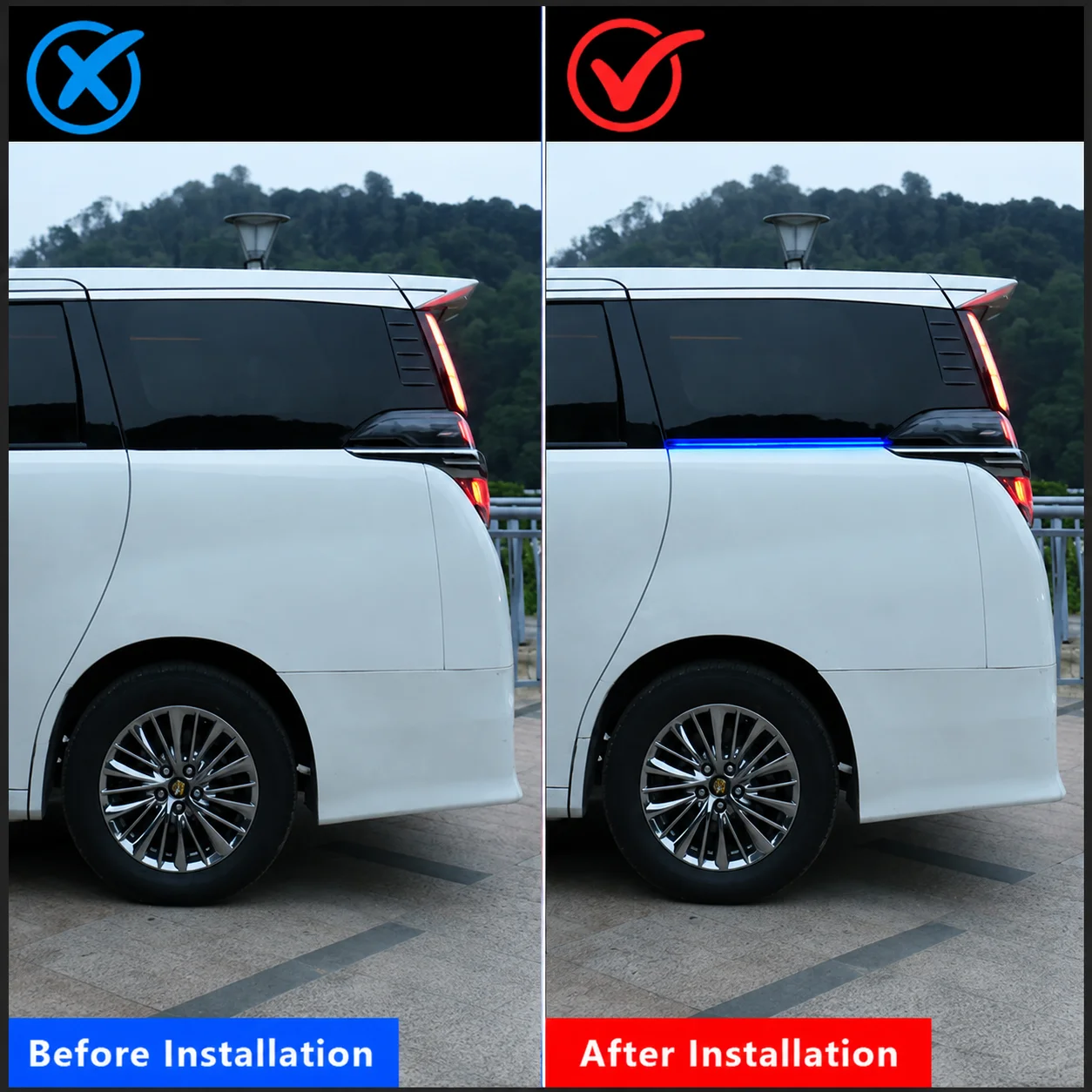 Car Sliding Door Track LED Lights for Toyota Alphard Vellfire 30 Series Courtesy Lamp Ambient Light Warning Light Plug and Play