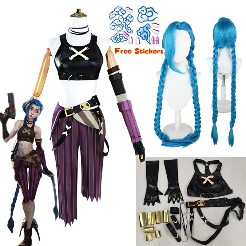 

Arcane Season 2, League of Legends LOL Arcane Jinx, карнавальный костюм на Хэллоуин, наряд Лоли, Хэллоуин, Рождественский подарок, Cos Convention